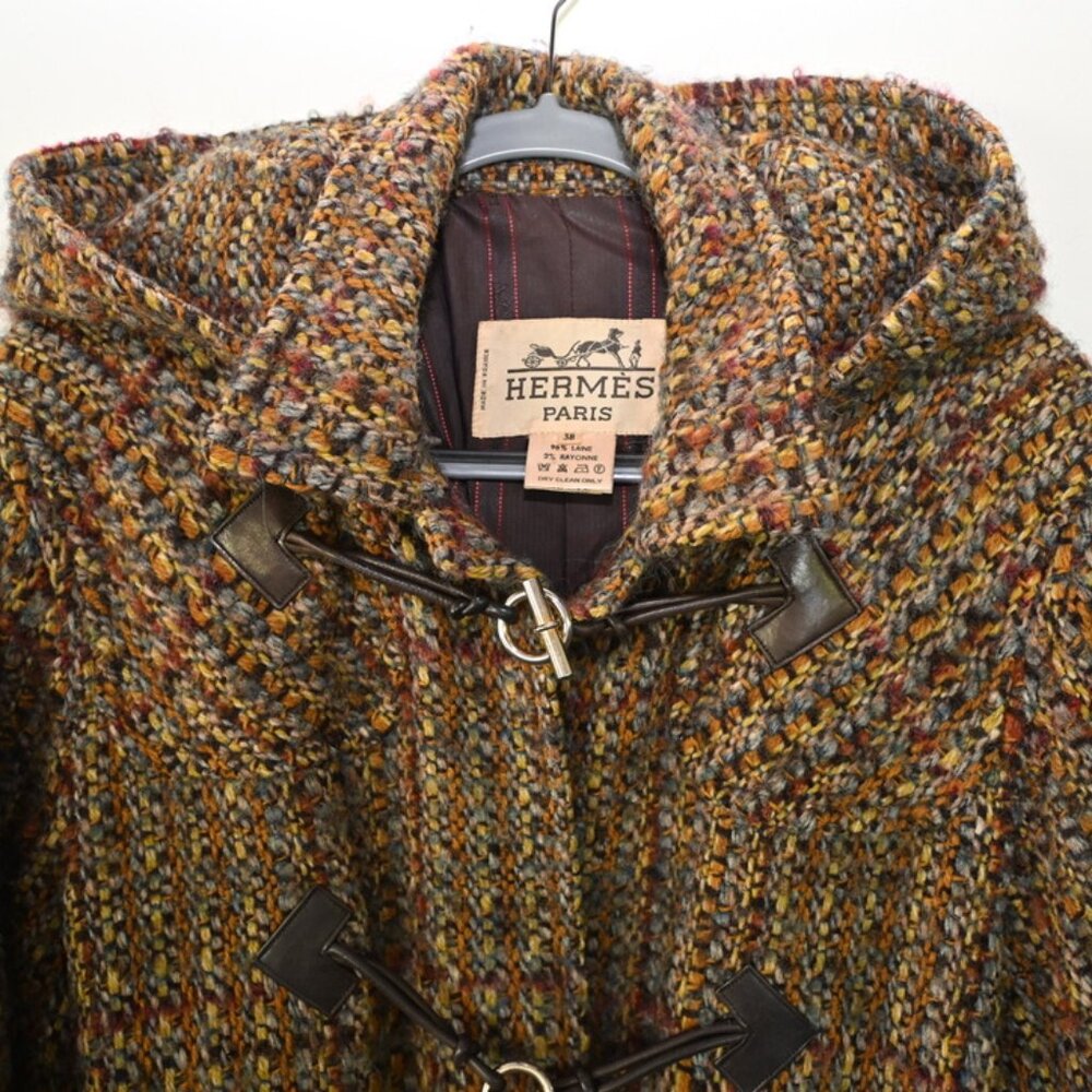 Vintage Hermès Paris Wool Toggle Pea Coat Hooded | Made in France